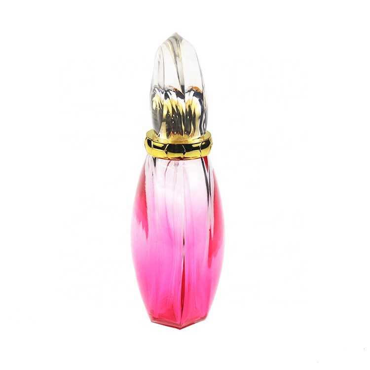 Perfume Glass Bottle Supplier 90ml Pink Oblate Shape Perfume Spray