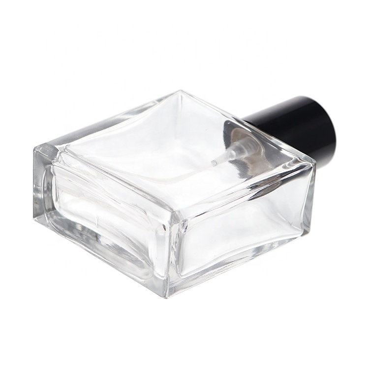 Luxury Empty 50 Ml Square Perfume Glass Bottle Wholesale With Spray High Quality Square Perfume