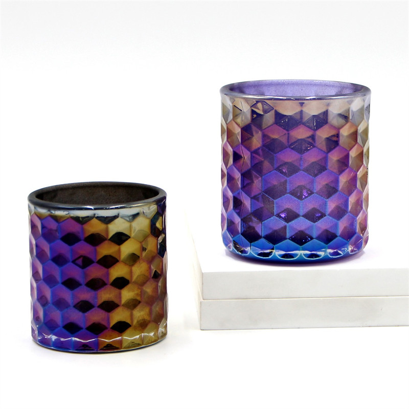 Wholesale Iridescent Honeycomb Candle Glass Candle Jar Set, High ...