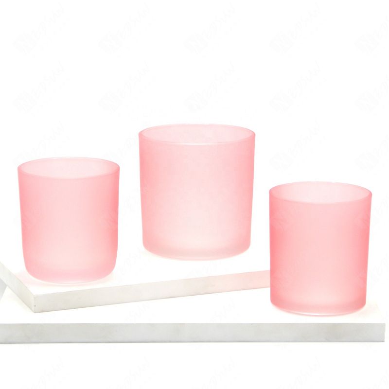 2550ml 1000ml 300ml Pink Candle Glass Jar Container With Gold