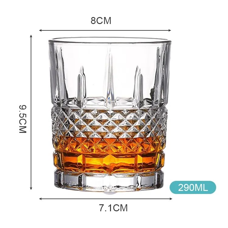 Wholesale Tumblers Modern Crystal Embossed Creative Wine Drink Whisky Rotating Glass Whiskey 8299