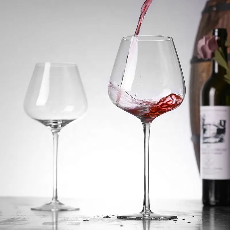 Amazon Hot Sale 100% Lead Free Classical Crystal Hand Blown Long Stem Red Wine Glass