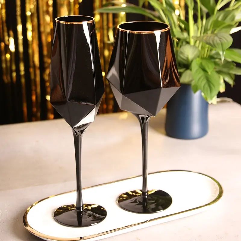 Amazon Hot Sale 100% Lead Free Classical Crystal Hand Blown Long Stem Red Wine Glass