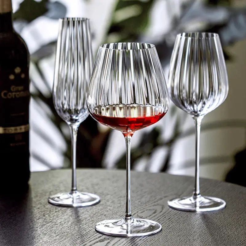 Amazon Hot Sale 100% Lead Free Classical Crystal Hand Blown Long Stem Red Wine Glass