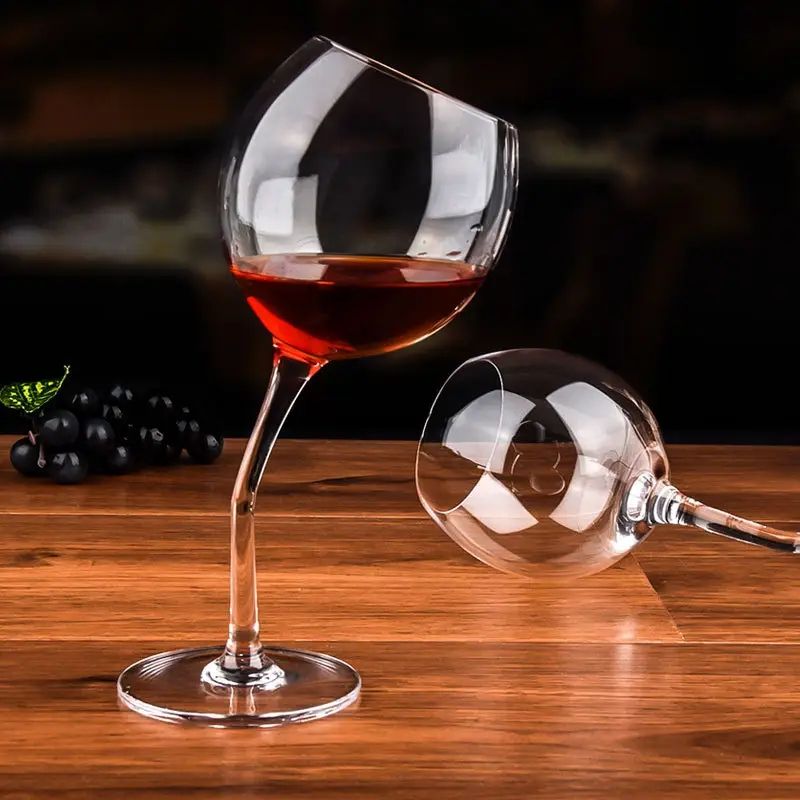 Amazon Hot Sale 100% Lead Free Classical Crystal Hand Blown Long Stem Red Wine Glass