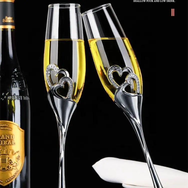 Amazon Hot Sale 100% Lead Free Classical Crystal Hand Blown Long Stem Red Wine Glass