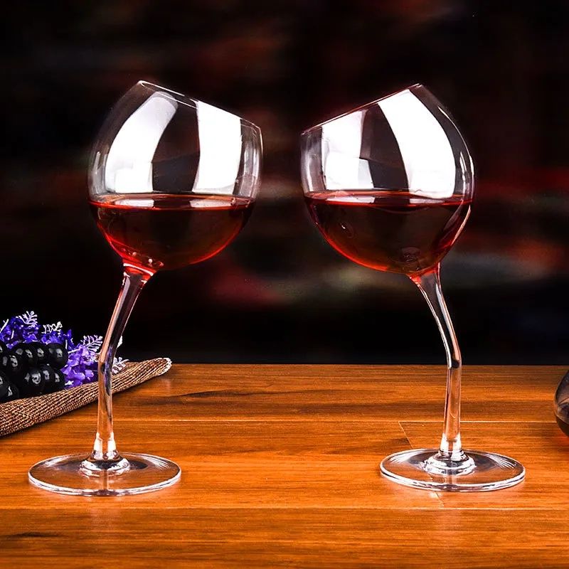 Amazon Hot Sale 100% Lead Free Classical Crystal Hand Blown Long Stem Red Wine Glass