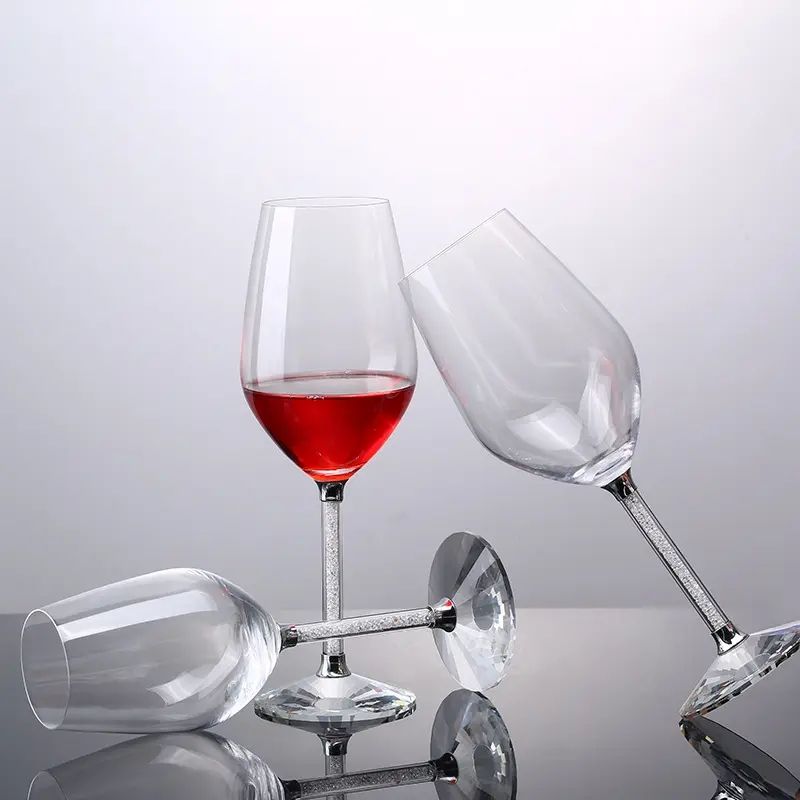 Amazon Hot Sale 100% Lead Free Classical Crystal Hand Blown Long Stem Red Wine Glass