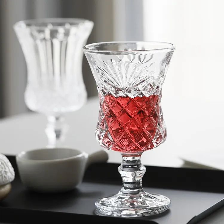 Amazon Hot Sale 100% Lead Free Classical Crystal Hand Blown Long Stem Red Wine Glass