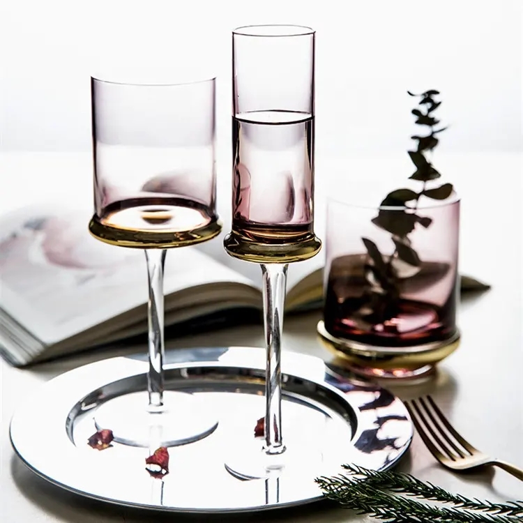 Amazon Hot Sale 100% Lead Free Classical Crystal Hand Blown Long Stem Red Wine Glass