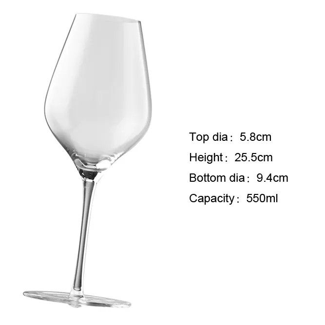 Amazon Hot Sale 100% Lead Free Classical Crystal Hand Blown Long Stem Red Wine Glass