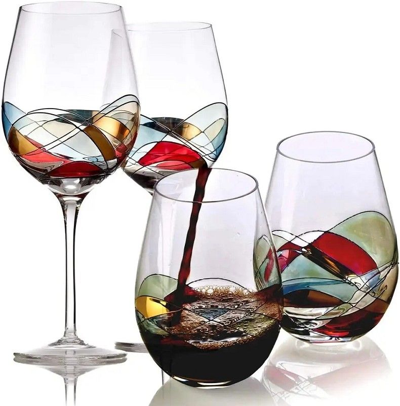 Amazon Hot Sale 100% Lead Free Classical Crystal Hand Blown Long Stem Red Wine Glass