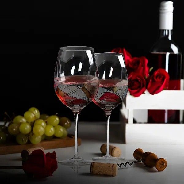 Amazon Hot Sale 100% Lead Free Classical Crystal Hand Blown Long Stem Red Wine Glass