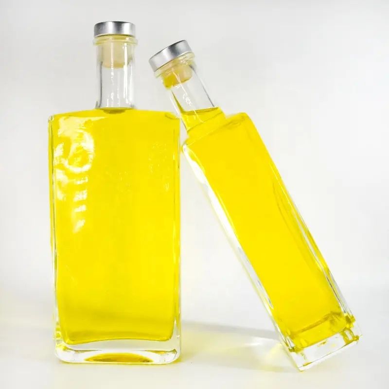 Custom Super Flint Glass Square Liquor Bottle 375ml 500ml 700ml 750ml Spirit Liquor Long Island 4524