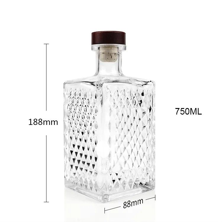 Whiskey Gin Vodka 500 ml 700 ml 750 ml Glass Beverage Bottle with