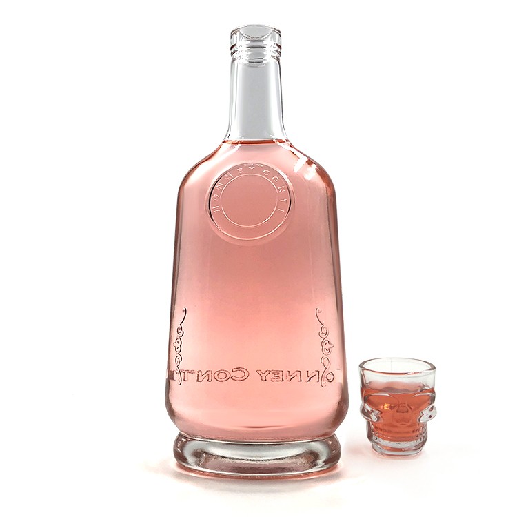 Special design flint wine glass spirit bottle 700ml with cork stopper