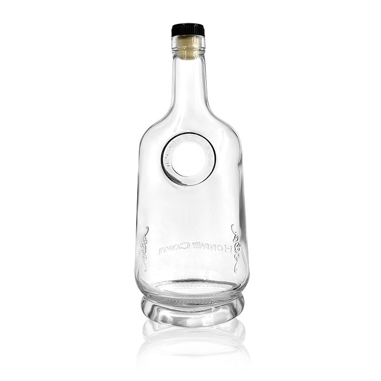 Special design flint wine glass spirit bottle 700ml with cork stopper