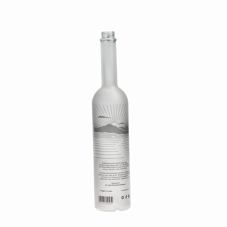 700ml High Quality And Round Frosted Glass Liquor Bottle with Label