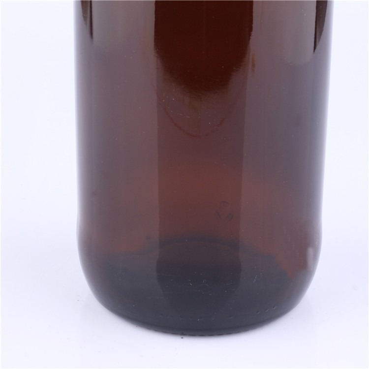 1l 32oz Dark Amber Round Beer Glass Bottle with Top Cap 