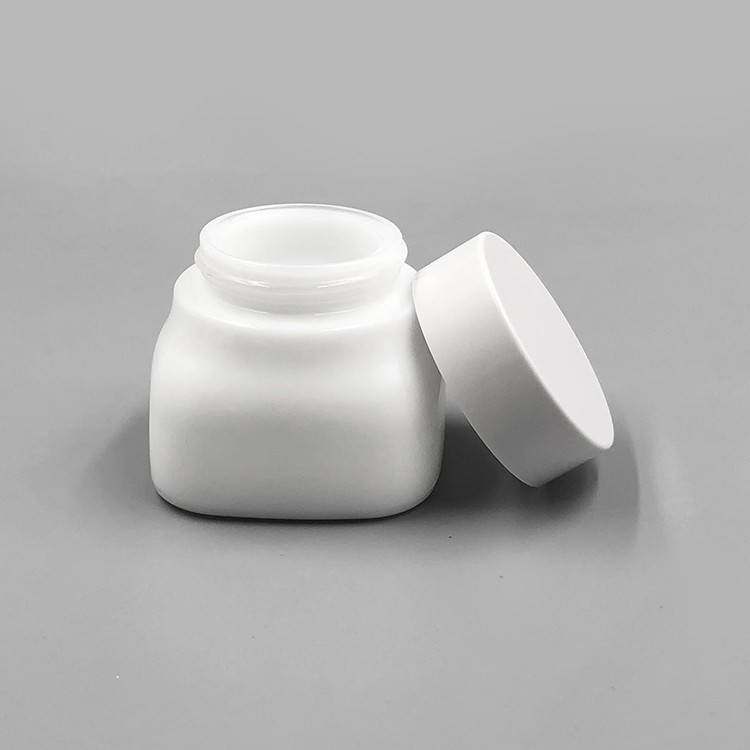 50g cosmetics facial mask cream jar, white square glass jar 50ml 