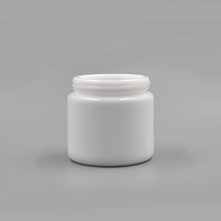 Custom printing logo and label luxury 80ml white opal round skin care face cosmetic porcelain jar glass with liner and lid 