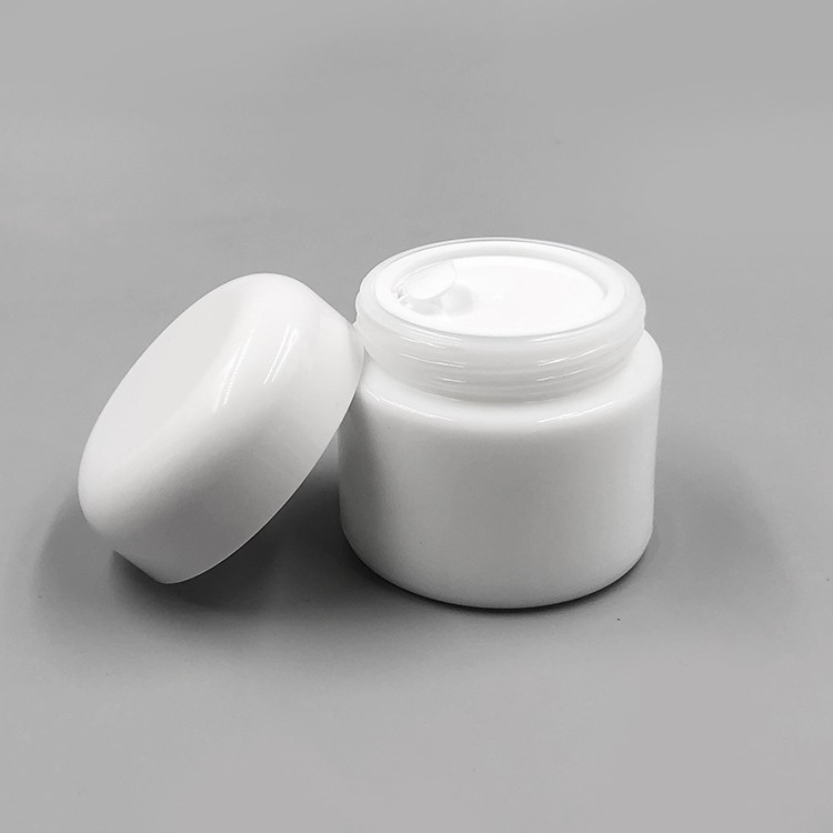 Skin cream packaging 50g opal white glass cosmetic jar with urea bakelite white lid 