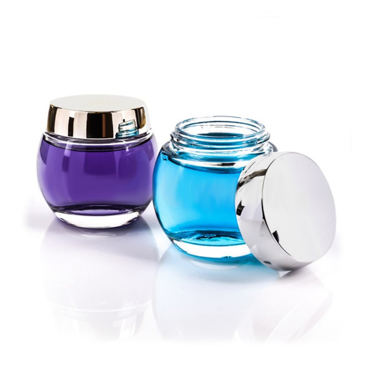 Flint 4 oz oval cream use glass cosmetic jar with lid 