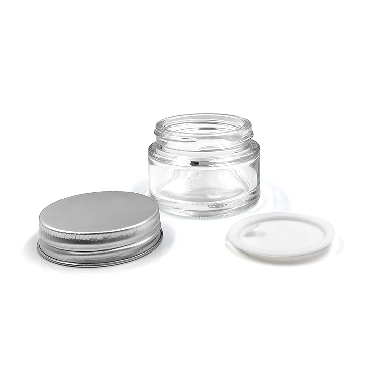 Normal size round 30ml clear glass salve jars for cosmetic use