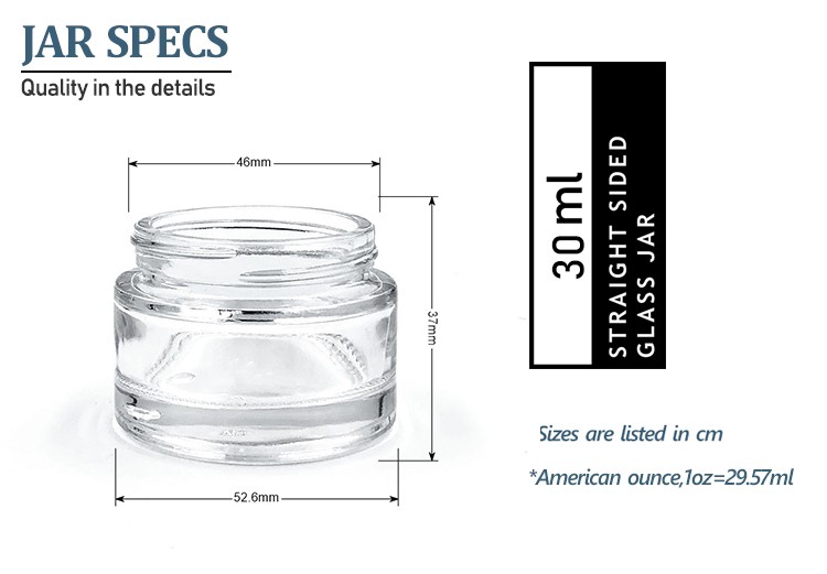 30ml 1 oz flint glass cosmetic container jars with lids 