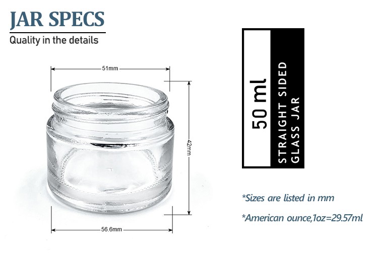 50 ml clear cosmetic glass jar for face cream 