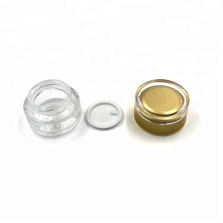 Airless empty 20ml clear glass cosmetic jar for skin care products 