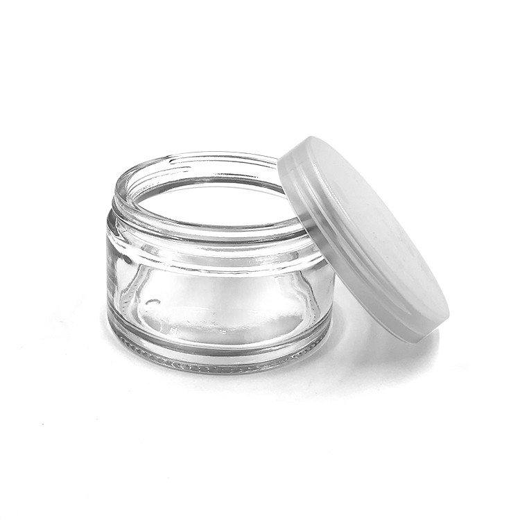 Best selling 200ml empty clear glass cosmetic facial cream jar with plastic lid 