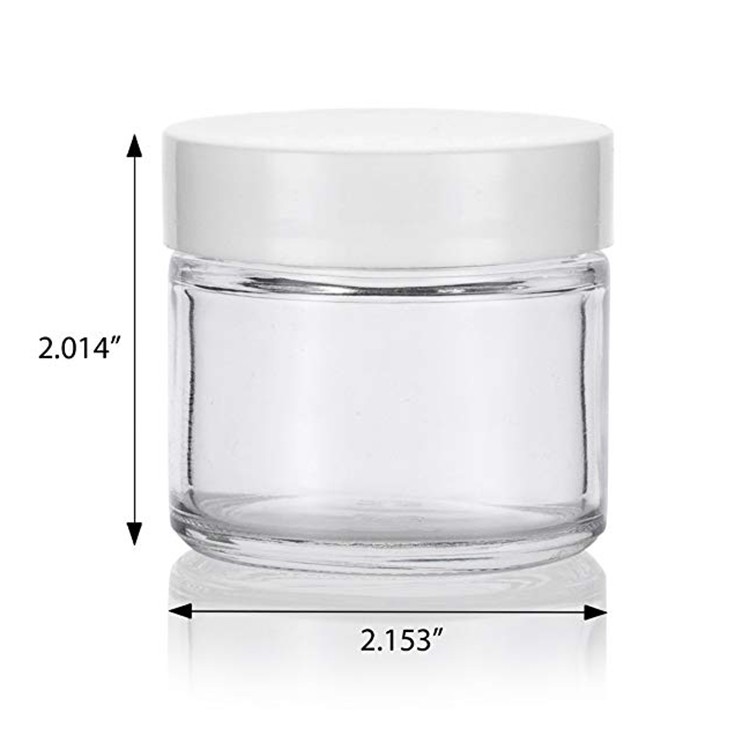 Empty High Quality Straight Sided 2 oz Clear Glass Cream Jar 