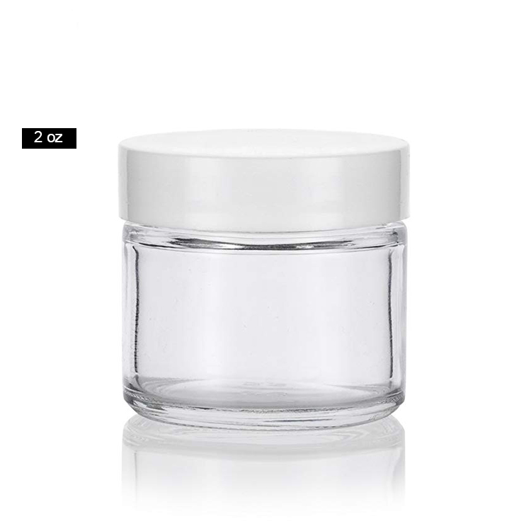 Empty High Quality Straight Sided 2 oz Clear Glass Cream Jar 