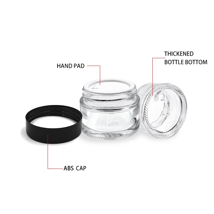 Low Moq 50g flint glass face cream jar with black lid