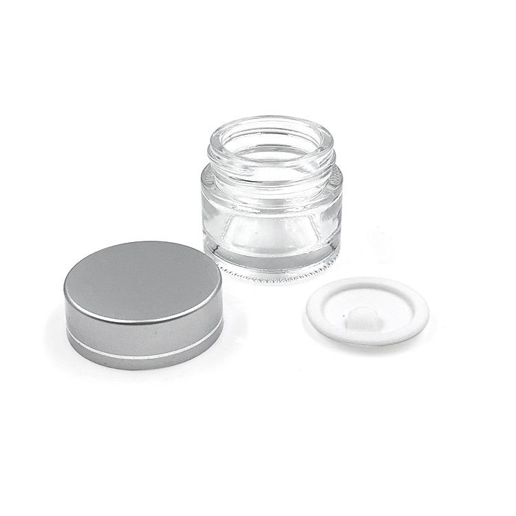 Personal Care 10g Glass Cosmetic Cream Jar with Silver Alumite Lids 