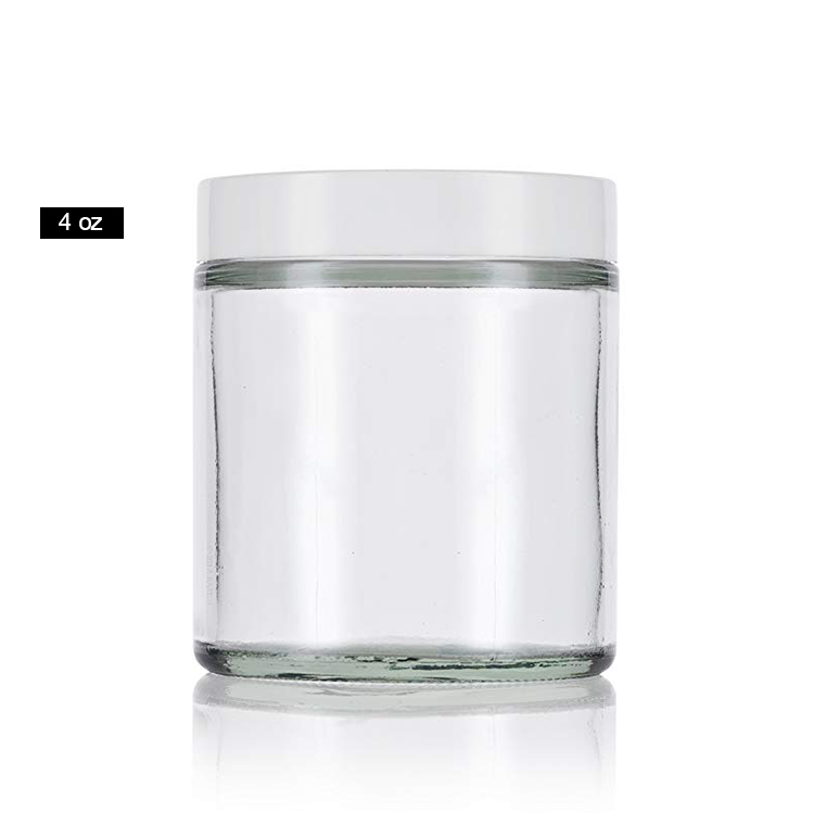 Portable 4oz / 120ml Clear Thick Glass Straight Sided Cream Jar 