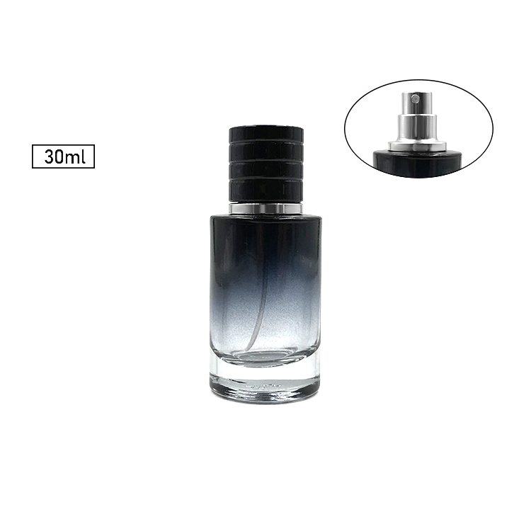 Screw Neck 30ml Black Round Glass Perfume Bottle For Men