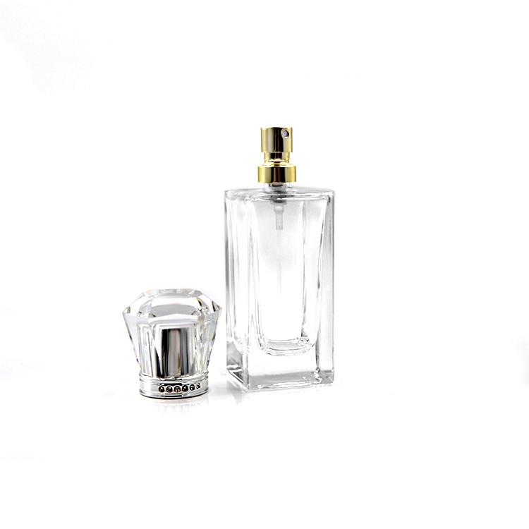 Top quality 50ml crimp neck perfume glass bottle design with plastic ...