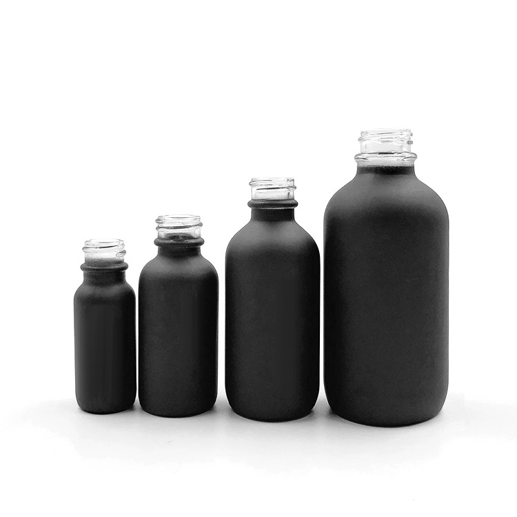 120 ml Frosted Black E Liquid Glass Boston Round Bottle and Black Screw Cap Wholesale 