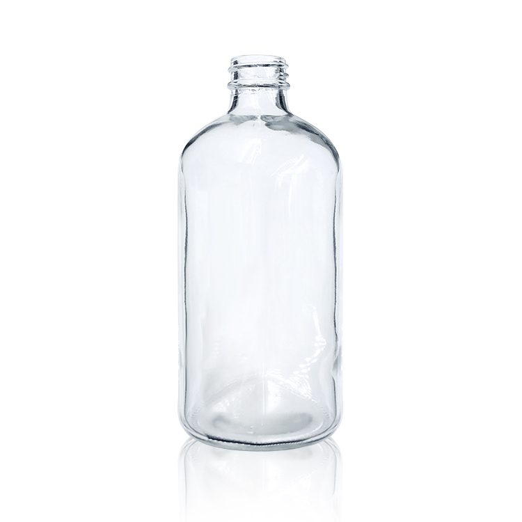 16 Oz Clear Glass Boston Round Bottle With 28 400 Neck Finish With Black Trigger Sprayer High