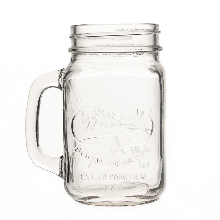 Factory Directly Supply Drinkware Type Mugs Cup 400 ml 13oz Glass Mason Jar with Handle 