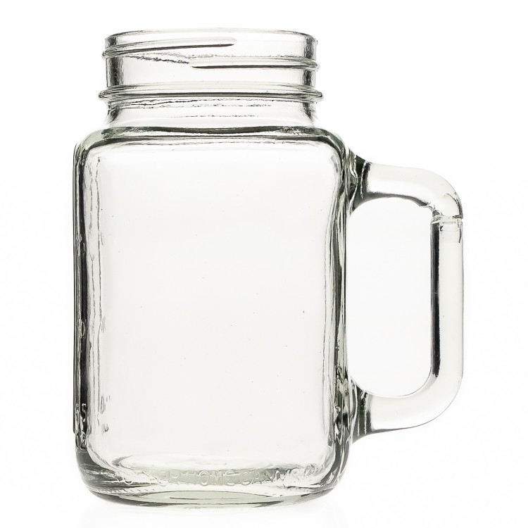 Large Capacity Square Shaped Beverage Bottles 600 ml 20 oz Glass Mason Jar with Handle 