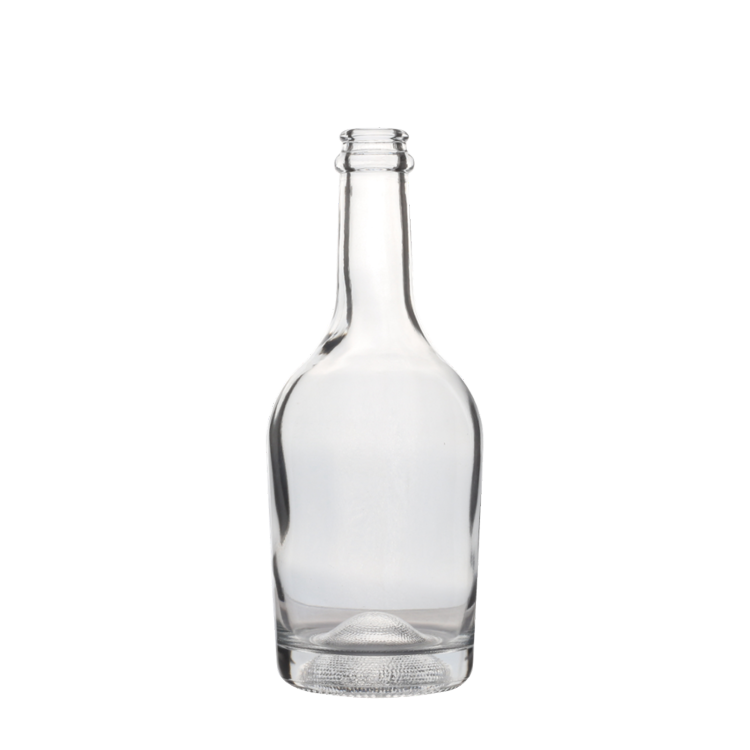 Fancy custom empty super flint glass 500ml long neck convex bottom