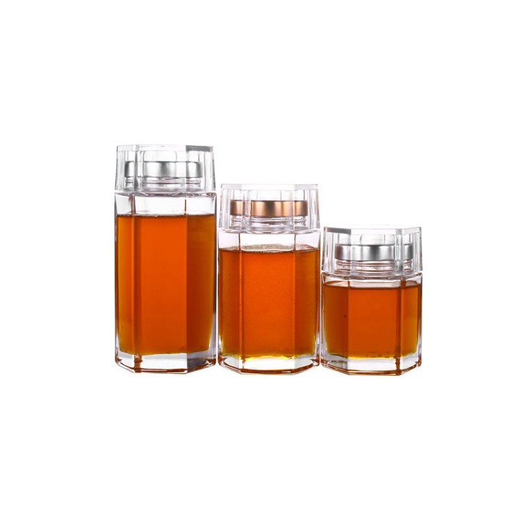 200ml 7oz screw top jam bee honey packaging glass jar hexagonal 
