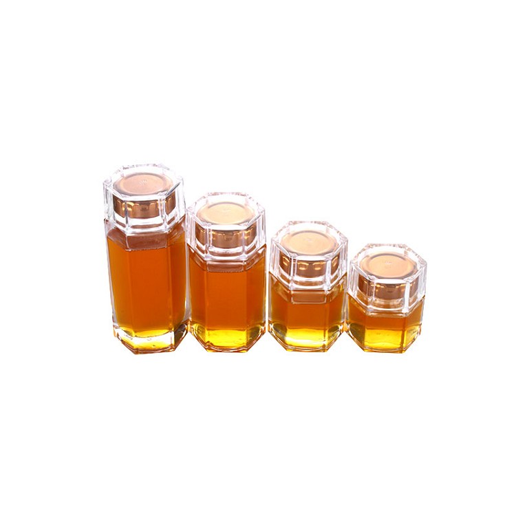 2oz 3oz oem print screw top mini hexagonal glass bottle for honey 