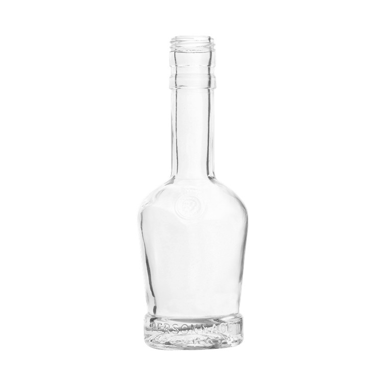 Wholesale fancy distinctive long neck wine engrave small 200ml glass liquor bottle for whiskey 
