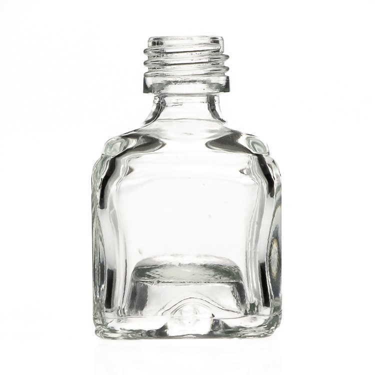 OEM ODM 50ml Small Square Thick Wall Crystal Clear Glass Spirit Bottle