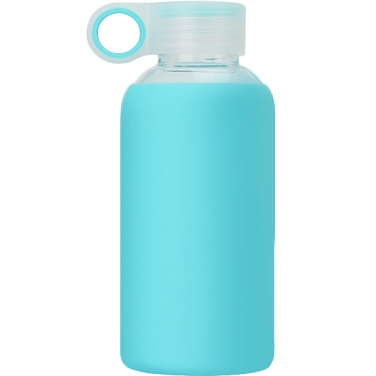 Hot selling BPA free fancy water glass bottle 300ml with silicone cover ...