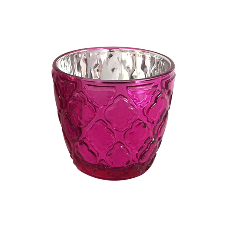 10oz decorative electroplate and colored glass candle holder for wedding and party